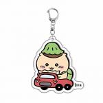 Silk Screen Printed Acrylic Keychain Cute Cartoon Character Durable Metal Ring Included