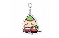 China Silk Screen Printed Acrylic Keychain Cute Cartoon Character Durable Metal Ring Included supplier