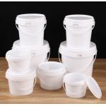 Round Food Grade Plastic Buckets Stackable Reusable With Handle 1L-5L Capacity for sale