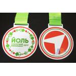 Poland Medale Die Casting Soft Enamel award medallions White Plating With Sublimate Ribbon