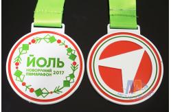 China Poland Medale Die Casting Soft Enamel award medallions White Plating With Sublimate Ribbon supplier