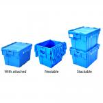 67 liter Warehouse Stackable Collapsible Crates Heavy Duty Storage Containers Attached Lid for sale