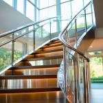 Stylish PVD Coated Stainless Steel Handrails with 870mm Balustrade Height for Glass Railings for sale
