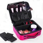 Lady Professional Cosmetic Organizer Mesh Leather Beauty Travel Cosmetic Case for sale
