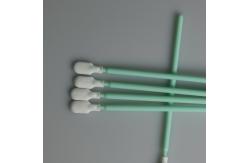 China Cleanroom Paddle Head Green Rigid Handle Polyester Swabs With 102mm Length supplier