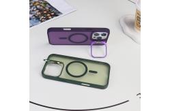 China Built-in Camera Stand Magnetic Phone Case Translucent Matte With Magsafe Cover supplier