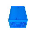Attached lids Plastic Collapsible Crates 600*400*265 mm Solid Bottom Mesh Body