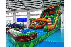 China 0.55mm PVC Inflatable Slide With Pool Jumping Bounce House supplier