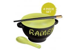 China Custom Printed Ceramic Ramen Bowl Set For Soup Noodle Round Shape supplier