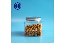 China Bpa Free 1000ml Short Grip PET Square Plastic Jar With Aluminum Lid supplier
