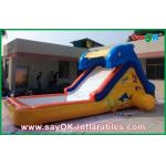 Inflatable Slip N Slide Ocean Blue Inflatable Bouncer Slide With Pool Shark Theme 0.55mm PVC for sale