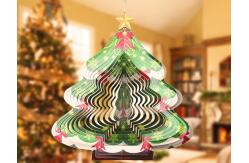China Width 27cm Rotating Metal Wind Spinner 3D Christmas Tree Wind Chimes supplier