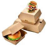 Eco-friendly custom food packaging corrugated kraft paper clam shell burger box for sale