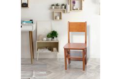 China Brown Ladder Back Wooden Folding Chair Multi Functional Transformed Chair Ladder supplier