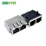RJ45 Cat6 connector dual port 1x2 100M rj45 transformer modular jack network led DGKYD312B002DB1A4DN . for sale