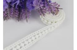 China 1.5cm Width Chemical Eyelet Cotton Lace Trim With Concise Quadrate / Dot Design supplier
