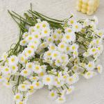 Daisy bouquet with fake flowers, European style living room dining table flower arrangement decoration, dried chamomile bouquet, wild chrysanthemum imitation flowers for sale