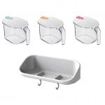 3pcs 4 Oz Clear Plastic Spice Storage Containers Jars Bulk With Cover And Spoon for sale