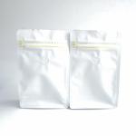 Customized Matte White Flat Bottom Coffee Bag Reusable Zip Aluminum Foil Quad Bottom Bag With Valve for sale