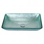 Silver Tempered Bath Wash Basins Glass Bowl Rectangular Table Top Solid for sale