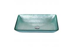 China Silver Tempered Bath Wash Basins Glass Bowl Rectangular Table Top Solid supplier