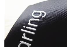 China Smooth Black Ribbon Silicone Screen Printing Label Thick Plate White 3D Logo supplier