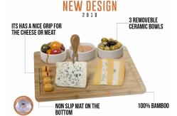 China Unbreakable Bamboo Cheese Serving Tray , Bamboo Cheese Platter Board With 3 Bowl supplier