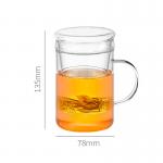 14oz / 420ml Glass Tea Infuser Cup With Lid Durable Loose Leaf Tea Mug