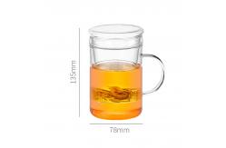 China 14oz / 420ml Glass Tea Infuser Cup With Lid Durable Loose Leaf Tea Mug supplier