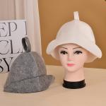 White Wool Felt Sauna Hat Cap for Russian Banya Sauna Hut With Hang Loop Supply for sale