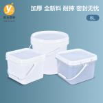 Customized Printing Injection Moulding Square Plastic Bucket With Lid White Logo Design