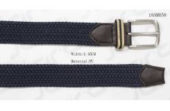 China Male Navy Stretch Belts With Brown PU Tip , With Woven Tape Loop supplier