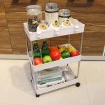 Folding Waterproof Kitchen Storage Trolley , Multifunction Rolling Cart Organizer