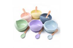 China Toddler Infant Silicone Suction Bowl With Spoon Non Slip BPA Free Resistant supplier