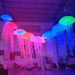 Colourful Inflatable Jellyfish Balloon Hanging LED Light With Christmas Decoration
