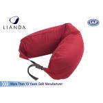 Promotional Gift Red Memory Foam Pillows For Car / Train , Microbeads Material for sale