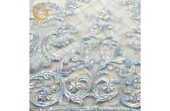 China Soft Touching Sparkly Lace Fabric Embroidery Mesh 135cm Width For Dressmaking supplier