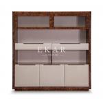 Wood Veneer Leather Designer Preferred Book Shelf Bookcase for sale