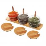 Multifunction Bamboo Wooden Sauce Holder , Restaurant Table Condiment Holders for sale
