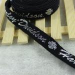 Black 20mm Jacquard Elastic Webbing Polyester Rubber Elastic For Dress