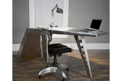 China Airfoil Desk + Aluminum | Aviator Wing Desk Industrial Airplane Desk Furniture Silver supplier