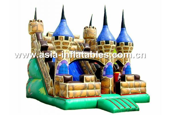 Hot Rental Inflatable Dry Slide With Bouncy Castle For Children Park Games