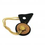Triangle Custom Leather Patches For Jackets with Metal hanging chain 5cm×3.5cm for sale