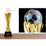 Custom Resin Trophy Cup With Crystal Ball For Soccer End - Year Award