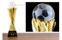 China Custom Resin Trophy Cup With Crystal Ball For Soccer End - Year Award supplier