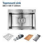 Topmount Stainless Steel Kitchen Sink Brushed Single Bowl 16 Gauge 58x43 for sale