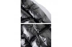China Metallic Hooded Bubble Jacket Full Zip Down Streetwear Puffer Jacket Anti Shrink supplier