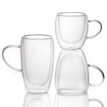 Clear High Borosilicate Double Insulated Glass Cups Mug In Bulk 250ml