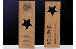 China Wooden Custom Trophy Cup Engraving / Lasing Logo Star Design Awards For Staff supplier
