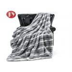 Super Soft pv rabbit fur Blanket With Fluffy velboa Cozy Warm Gray stripe chinchilla mink fur Throw Blanket for sale